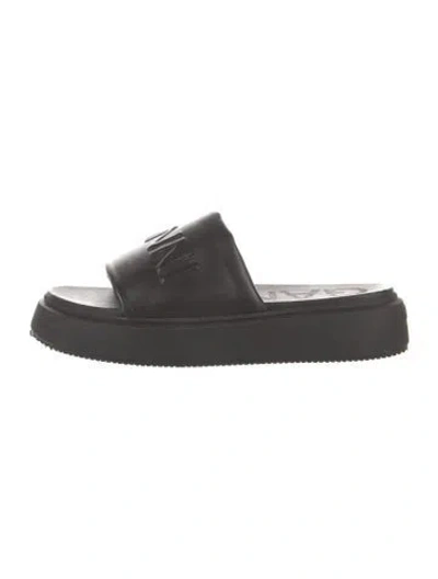 Pre-owned Ganni Leather Slides In Black