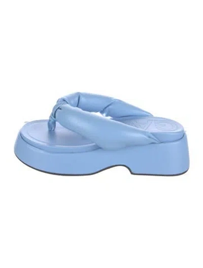 Pre-owned Ganni Leather Slides In Blue