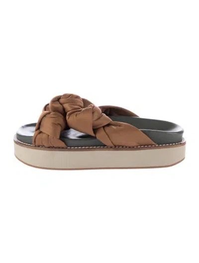 Pre-owned Ganni Leather Slides In Brown