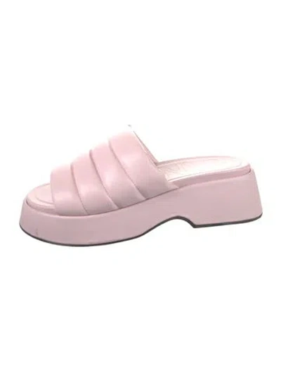 Pre-owned Ganni Leather Slides In Pink