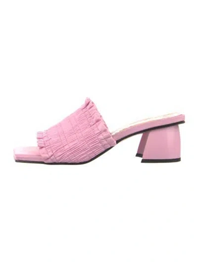 Pre-owned Ganni Leather Slides In Pink