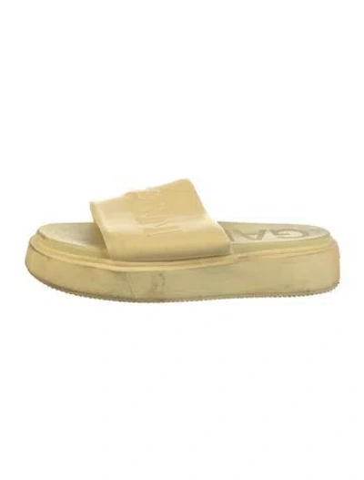 Pre-owned Ganni Leather Slides In Yellow