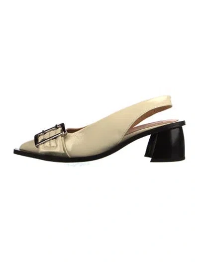 Pre-owned Ganni Leather Slingback Pumps In Multi