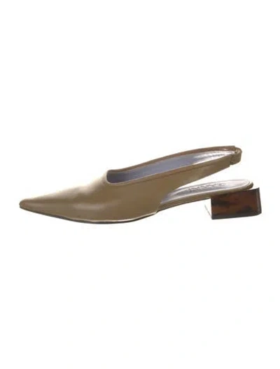 Pre-owned Ganni Leather Slingback Pumps In Neutral