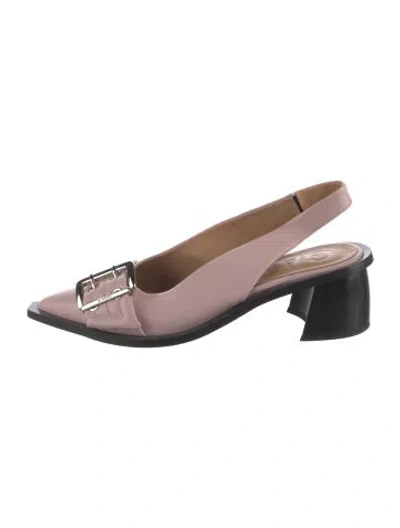 Pre-owned Ganni Leather Slingback Pumps In Pink