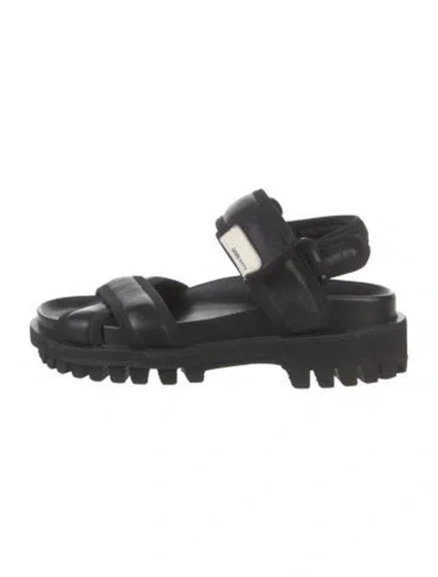 Pre-owned Ganni Leather Slingback Sandals In Black