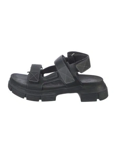 Pre-owned Ganni Leather Slingback Sandals In Blue