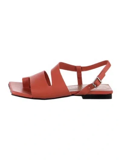 Pre-owned Ganni Leather Slingback Sandals In Orange