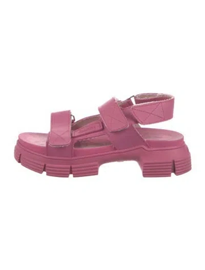 Pre-owned Ganni Leather Slingback Sandals In Pink