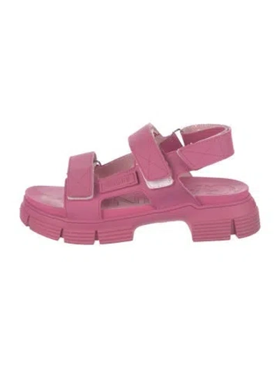 Pre-owned Ganni Leather Slingback Sandals In Pink