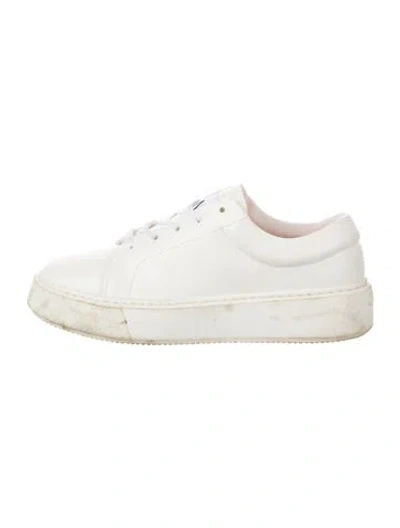 Pre-owned Ganni Leather Sneakers In White