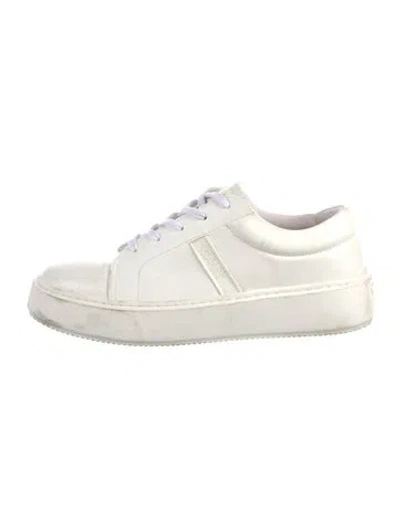 Pre-owned Ganni Leather Sneakers In White