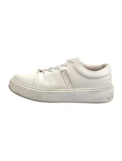Pre-owned Ganni Leather Sneakers In White