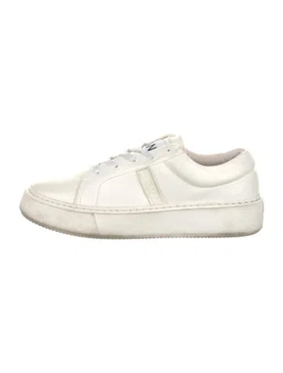 Pre-owned Ganni Leather Sneakers In White