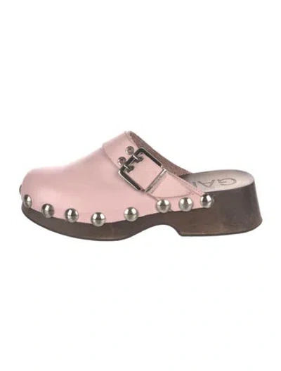 Pre-owned Ganni Leather Studded Accents Flats In Pink