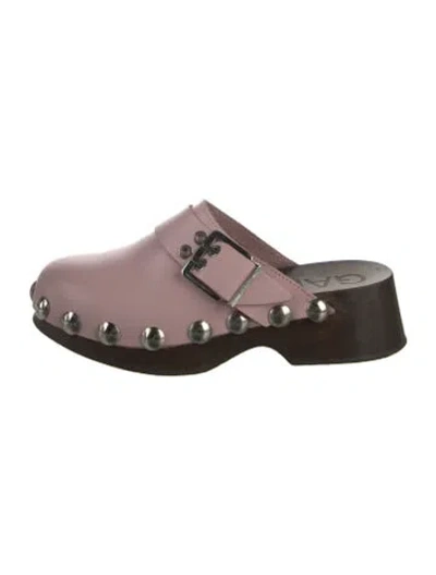 Pre-owned Ganni Leather Studded Accents Mules In Pink