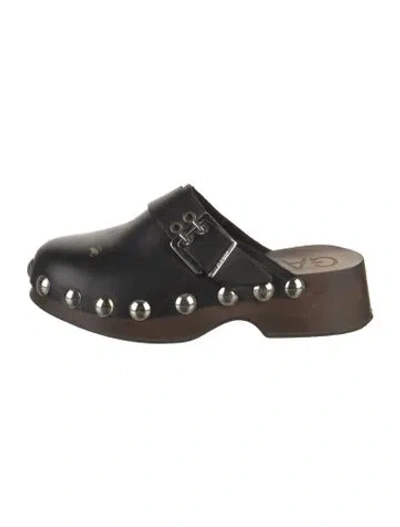 Pre-owned Ganni Leather Studded Accents Sandals In Black