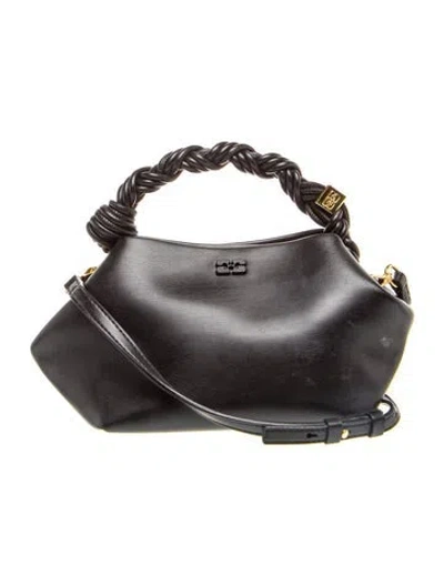 Pre-owned Ganni Leather Top Handle Bag In Black
