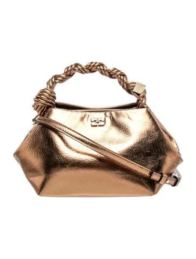 Pre-owned Ganni Leather Top Handle Bag In Brown