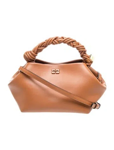 Pre-owned Ganni Leather Top Handle Bag In Brown