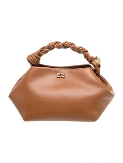 Pre-owned Ganni Leather Top Handle Bag In Brown