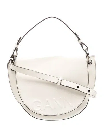Pre-owned Ganni Leather Top Handle Bag In Neutral