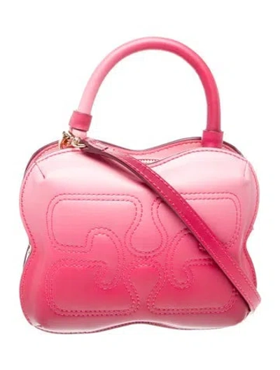 Pre-owned Ganni Leather Top Handle Bag In Pink