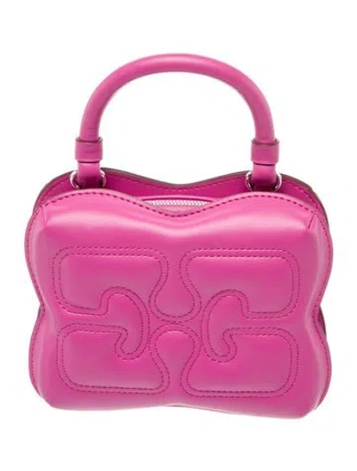 Pre-owned Ganni Leather Top Handle Bag In Pink