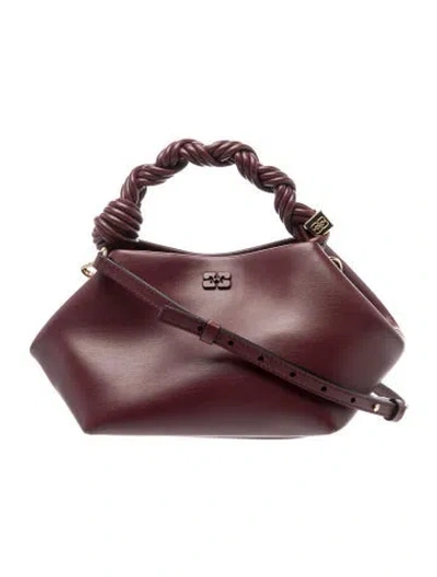 Pre-owned Ganni Leather Top Handle Bag In Purple
