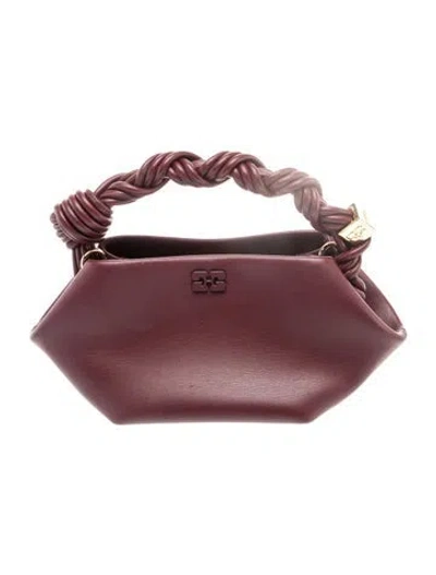 Pre-owned Ganni Leather Top Handle Bag In Purple