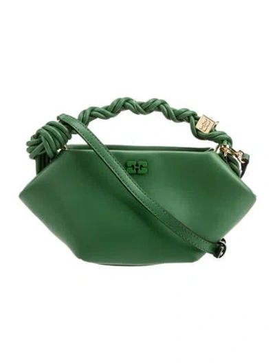 Pre-owned Ganni Leather Top Handle Bag W/ Tags In Green