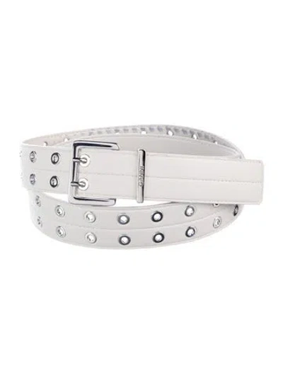 Pre-owned Ganni Leather Waist Belt In Grey