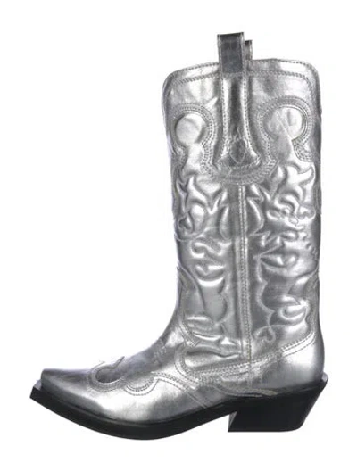 Pre-owned Ganni Leather Western Boots