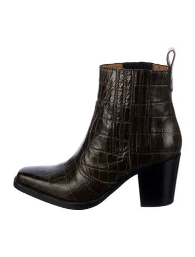 Pre-owned Ganni Leather Western Boots In Multi