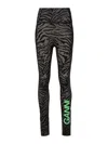 Ganni Zebra-print High-waisted Leggings In Gris