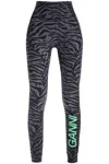 GANNI GANNI LEGGINGS IN RECYCLED NYLON WITH ZEBRA PRINT.