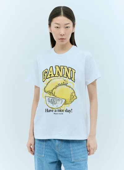Ganni Lemon T-shirt In White