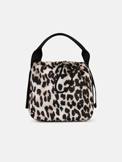 Ganni Leo' Bucket Bag In Recycled Polyester Multicor In Animal Print