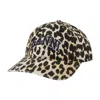 Ganni Leopard-print Canvas Baseball Cap Women In Neutral
