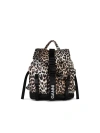 Ganni Leopard Printed Drawstring Backpack In Black