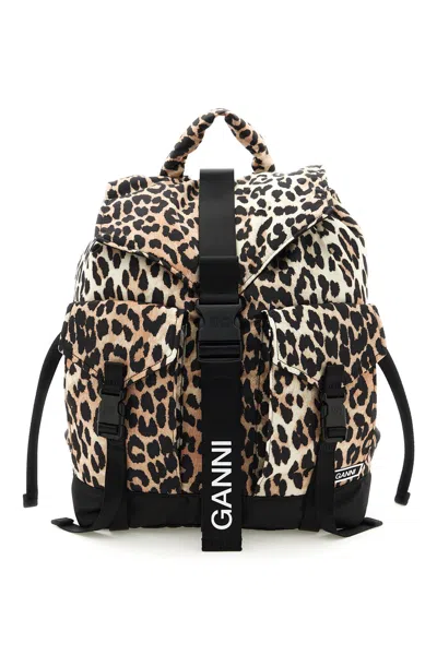 GANNI LEO MULTICOLOR RECYCLED POLYESTER BACKPACK
