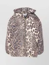 Ganni Leopard Print Down In Purple