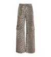 Ganni Print Denim Betzy Cropped Jeans Leopard In Multi