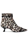 Ganni Eyelets Kitten Heel Boot Satin Print Ankle Boots Brown