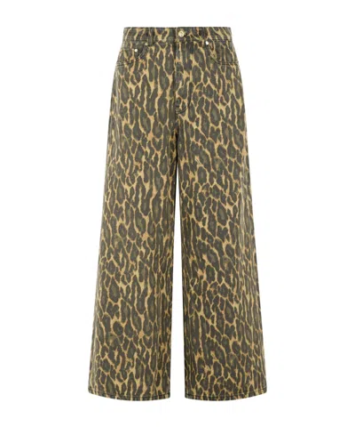 Ganni Leopard Baggy Jeans In Animal Print