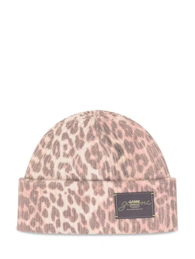 GANNI GANNI LEOPARD BEANIE