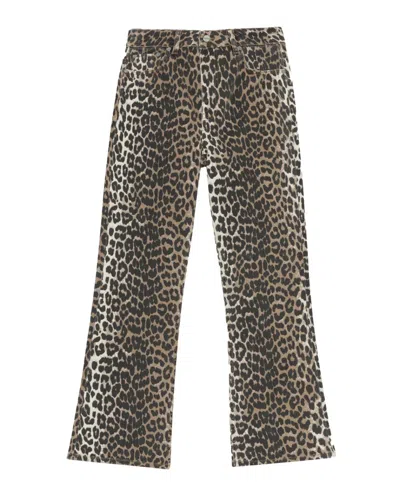 Ganni Betzy Leopard Cropped Jeans In Animal Print