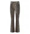 Ganni Leopard Print Cropped Jeans With Flared Hem