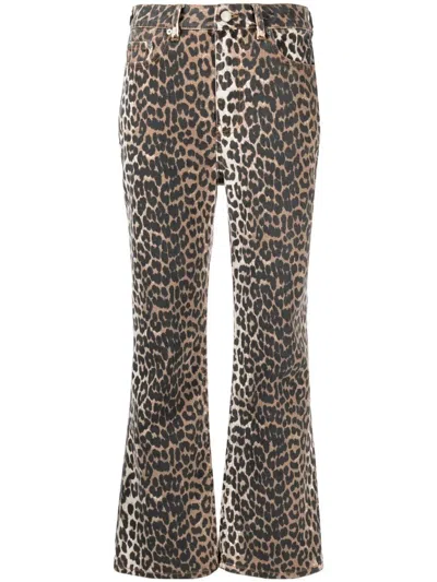 Ganni Leopard Betzy Jeans In Animal Print
