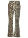 Ganni Womens Izey Leopard-print Mid-rise Straight-leg Organic-cotton Blend Stretch-denim Jeans In Brown